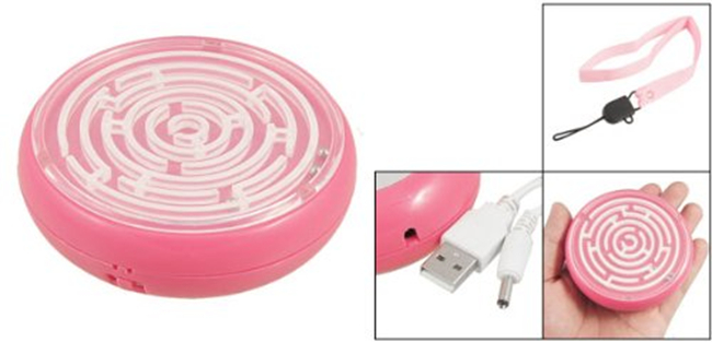 Pink Round Maze Design Plastc Shell USB Heating Hand Warm