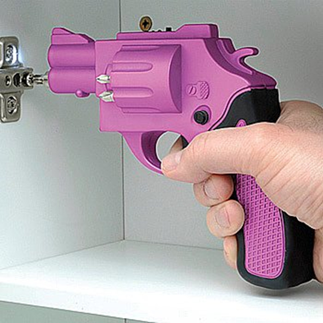Revolver Shaped Screwdriver Rechargeable With Drill Bits