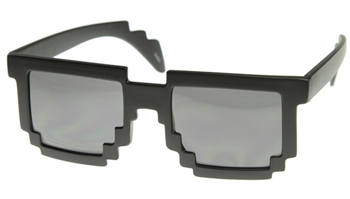 Pixelated 8-Bit Black Sunglasses CPU Gamer Geek Novelty Glasses
