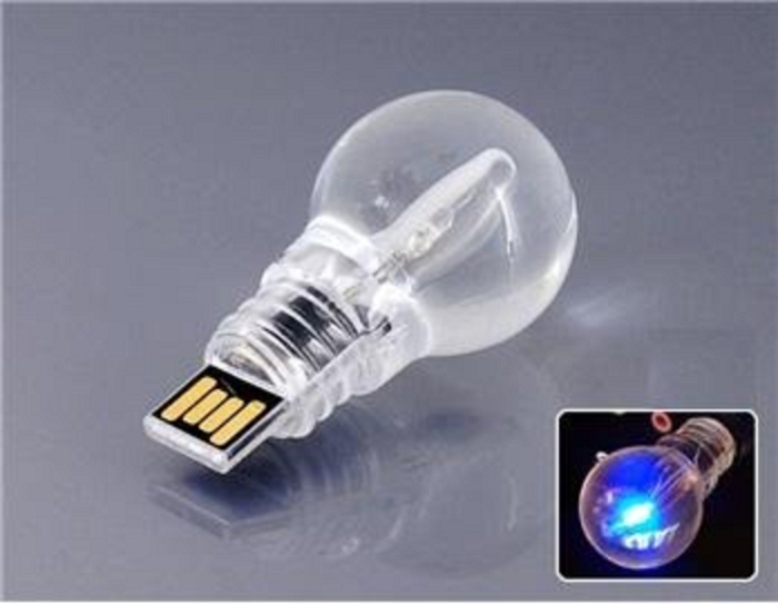 Transparent Light Bulb Shaped 32gb USB Flash Drive.