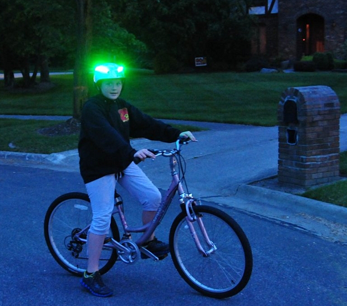 Green LED Helmet Lights.