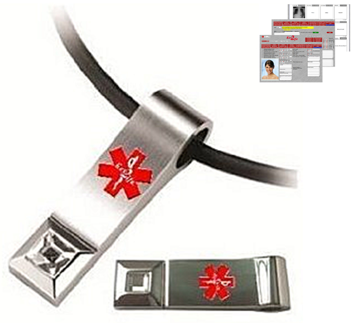 Medical ID Necklace with Swarovski Crystal and USB