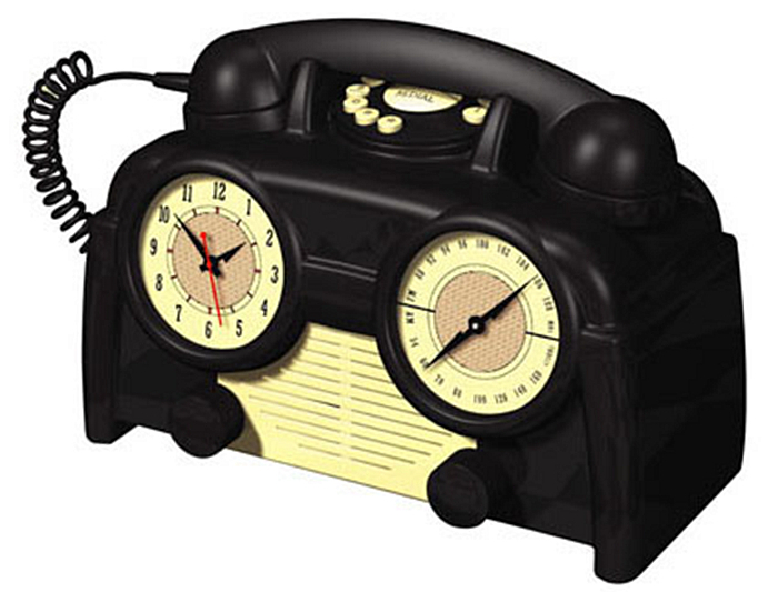 US Basic AM/FM Retro Clock Radio Phone