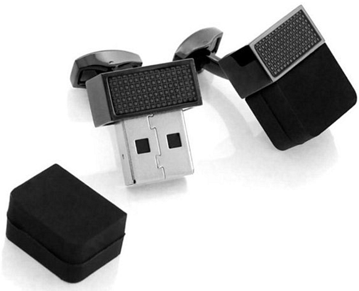 Tateossian Gunmetal Plated 4GB USB Flash Drive Cufflinks