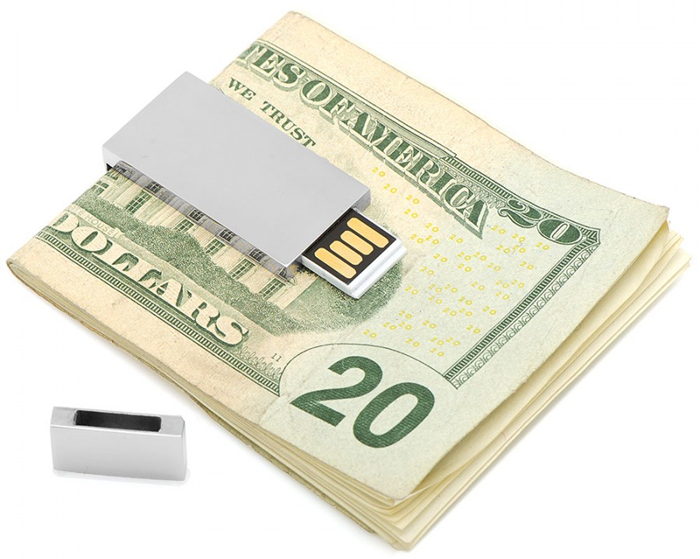 Silver 8GB USB Flash Drive Money Clip