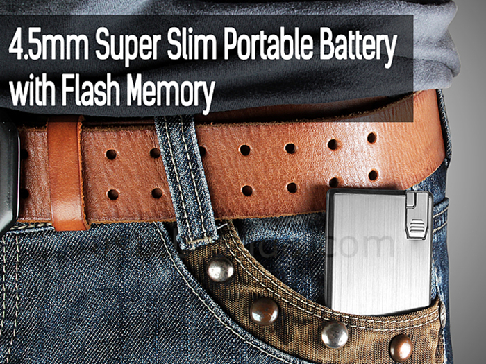 Super Slim Portable Battery with Flash Memory