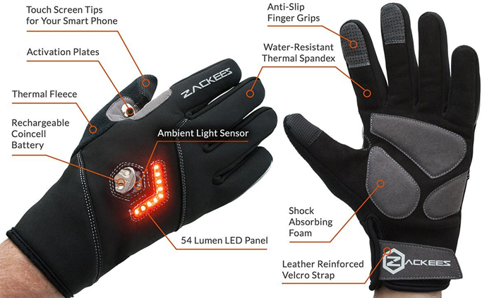 LED Turn Signal Bike Gloves